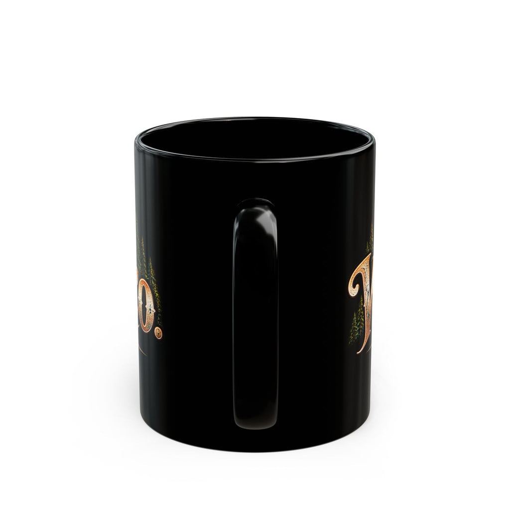 Wild Roam Black Mug — "Wild & Free to Roam" Mountain Compass Coffee Cup