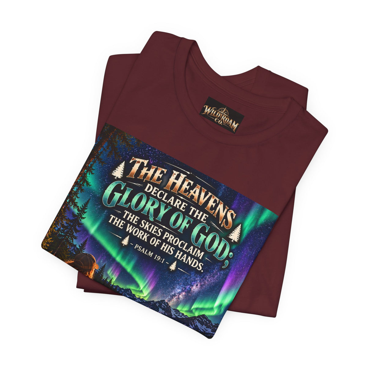 Women's Christian Nature T-Shirt — "The Heavens Declare the Glory of God" Campfire Aurora Tee