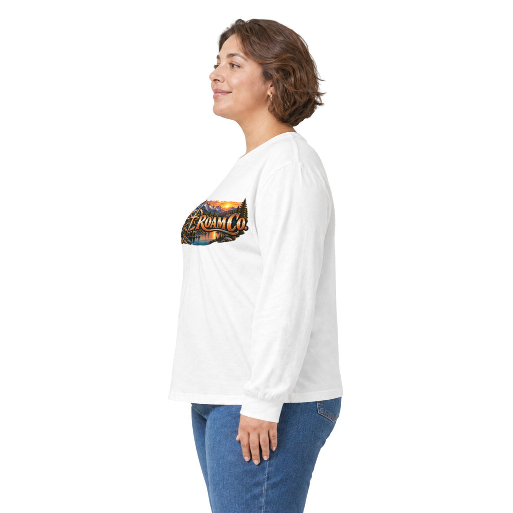 Long Sleeve Tee - "Wild + Roam Co." Faith Logo Sunset Graphic with Acts 13:47 Scripture Back