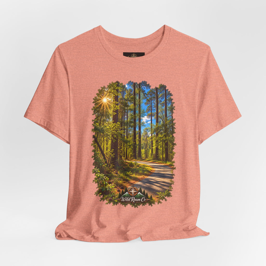 Wild Roam Co Unisex Tee--Matt 7:14 Forest Path