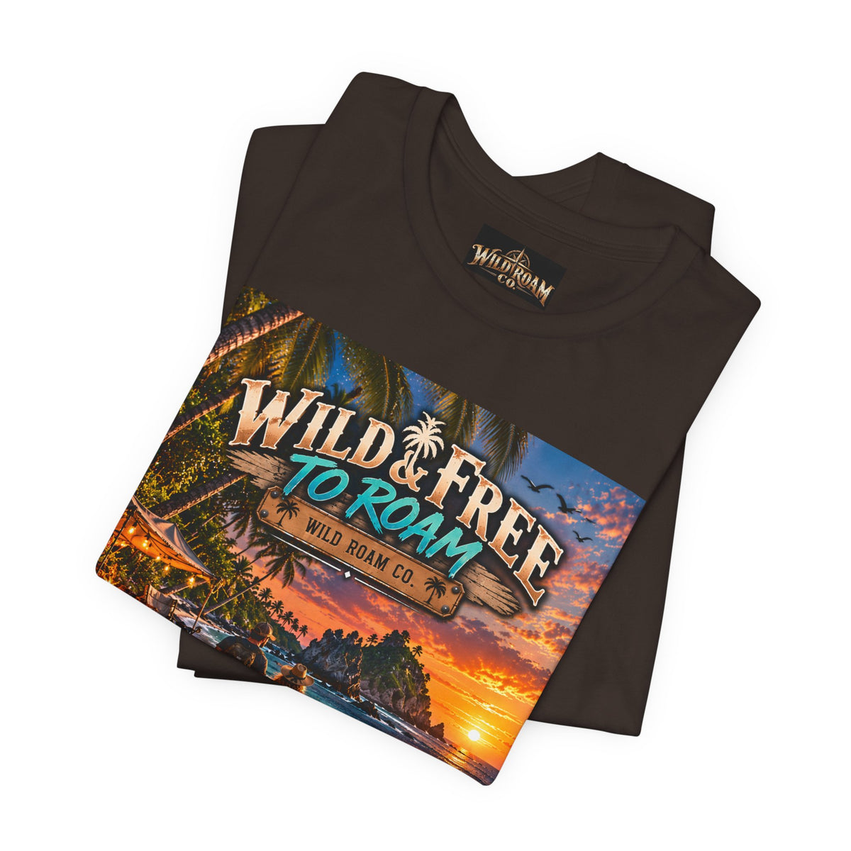 Wild & Free to Roam Beach T-Shirt — Sunset Surf Adventure Tee