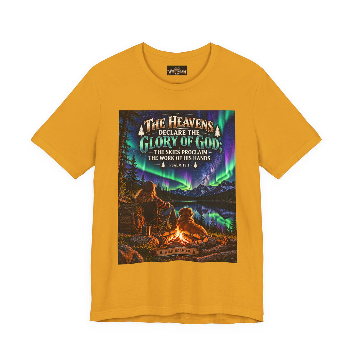 Women's Christian Nature T-Shirt — "The Heavens Declare the Glory of God" Campfire Aurora Tee