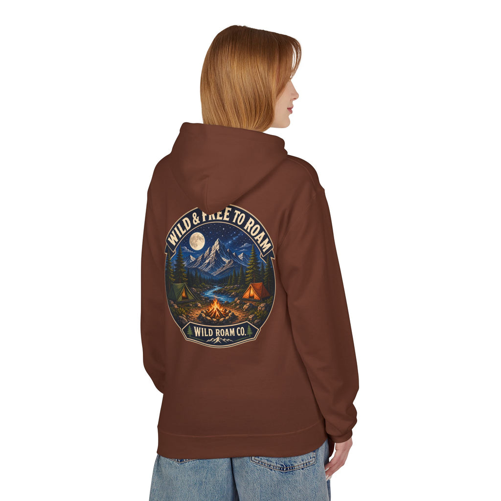 Wild Roam Co Hoodie — "Wild & Free to Roam" Camping Adventure Pullover