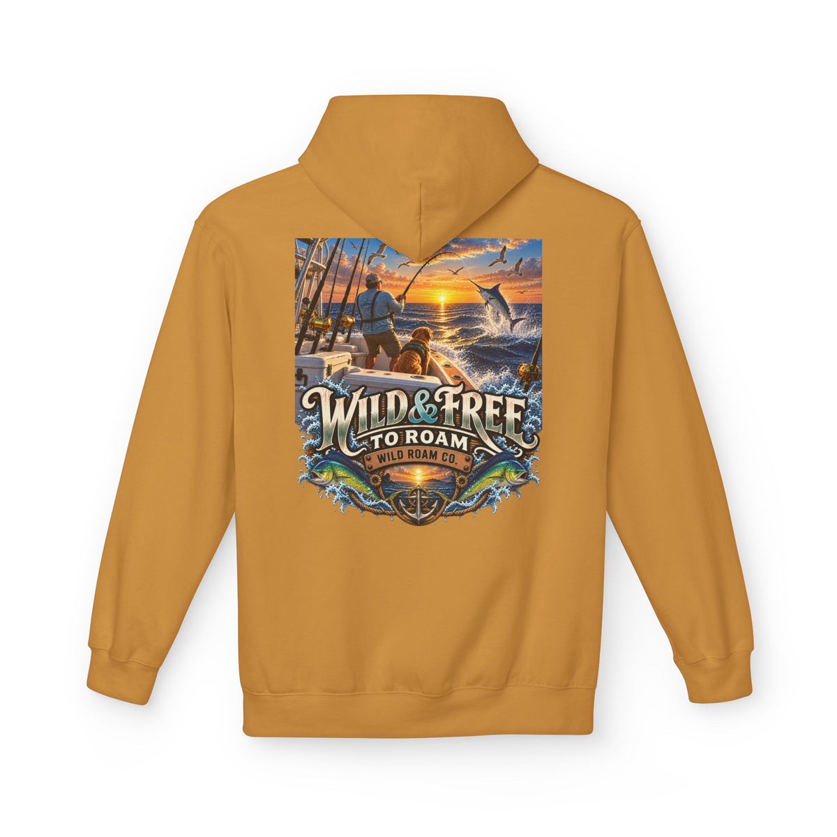 Hoodie - "Wild & Free to Roam" Ocean Angler Adventure Pullover