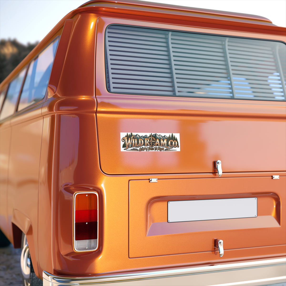 Wild & Free To Roam Bumper Sticker — Retro Adventure Van Decal