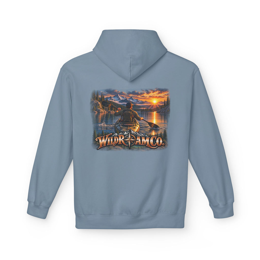 Wild Roam Co. Men's Hoodie — Sunset Kayak Graphic Hoodie