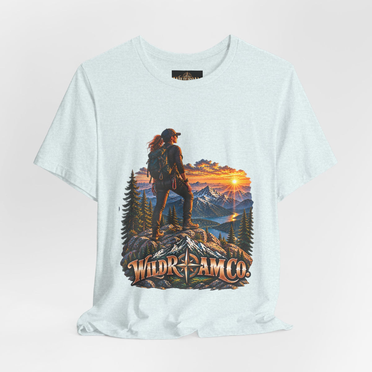 Women's Hiker Sunset T-Shirt — Wild Roam Co. Mountain Adventure Tee