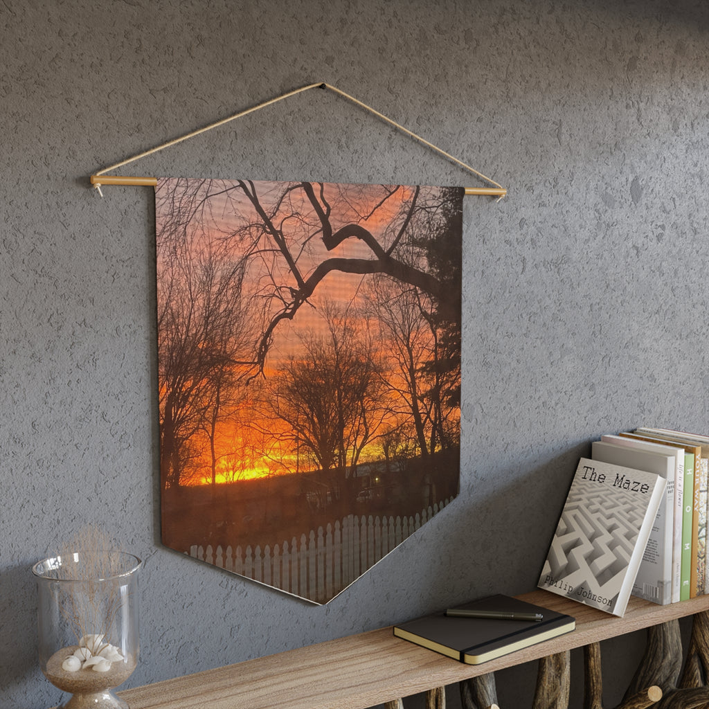 Sunset Silhouette Pennant Banner – Warm Autumn Sky Wall Decor