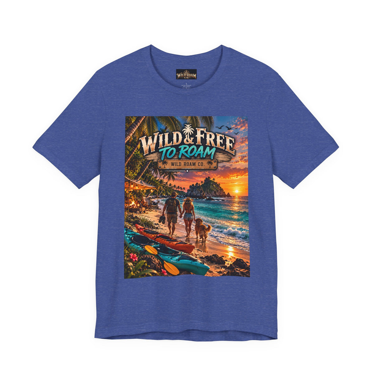 Wild & Free to Roam Beach T-Shirt — Sunset Surf Adventure Tee
