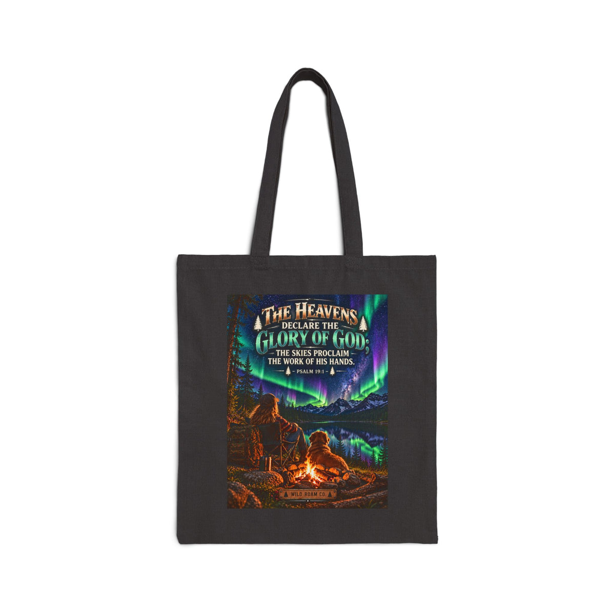 Canvas Tote Bag — "The Heavens Declare the Glory of God" Campfire Christian Tote