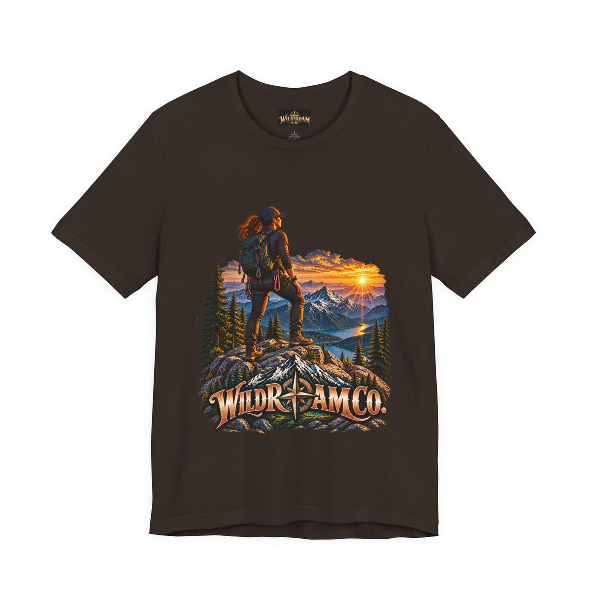 Women's Hiker Sunset T-Shirt — Wild Roam Co. Mountain Adventure Tee