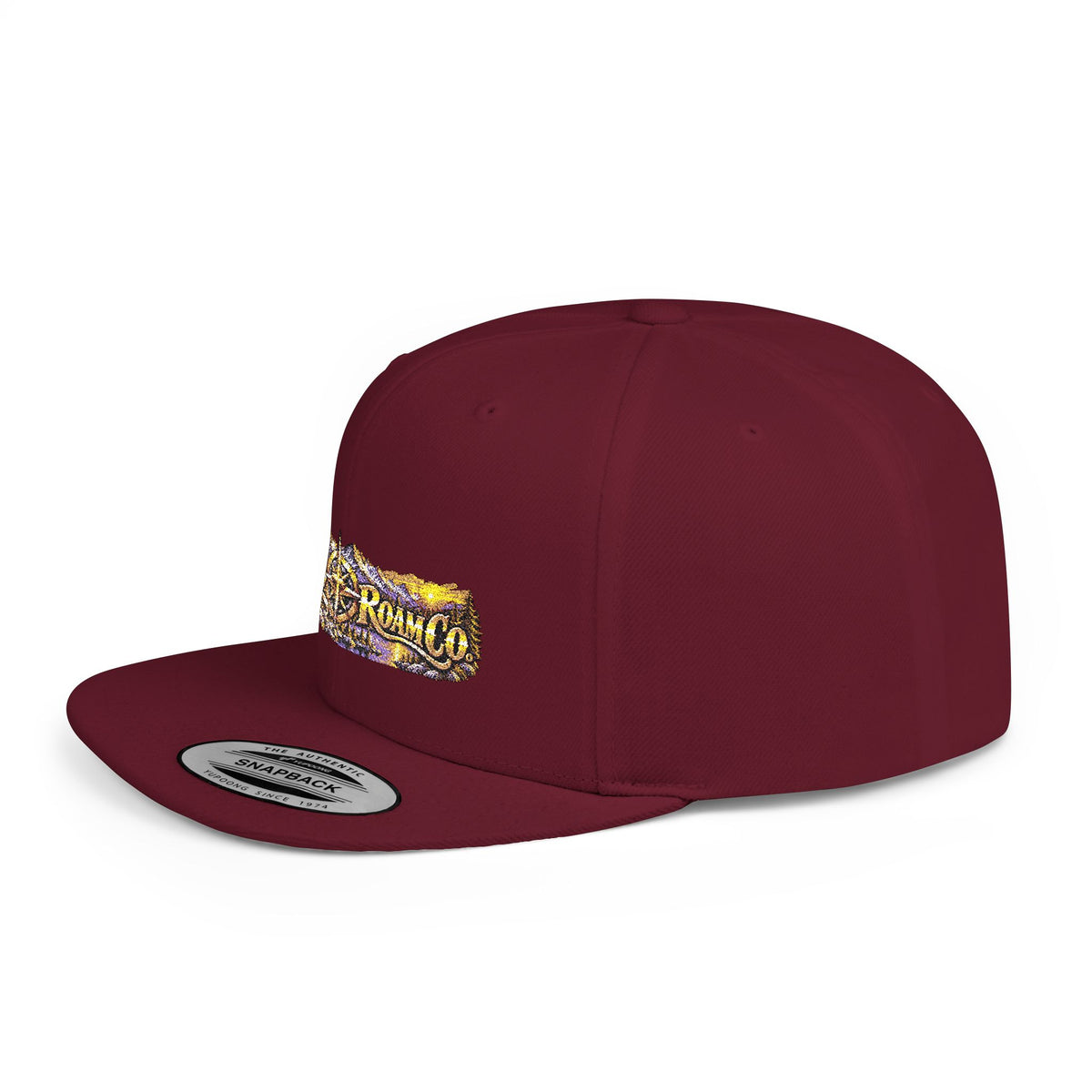 Snapback Hat — Mountain Sunrise 'Wander & Roam' Embroidered Flat Bill