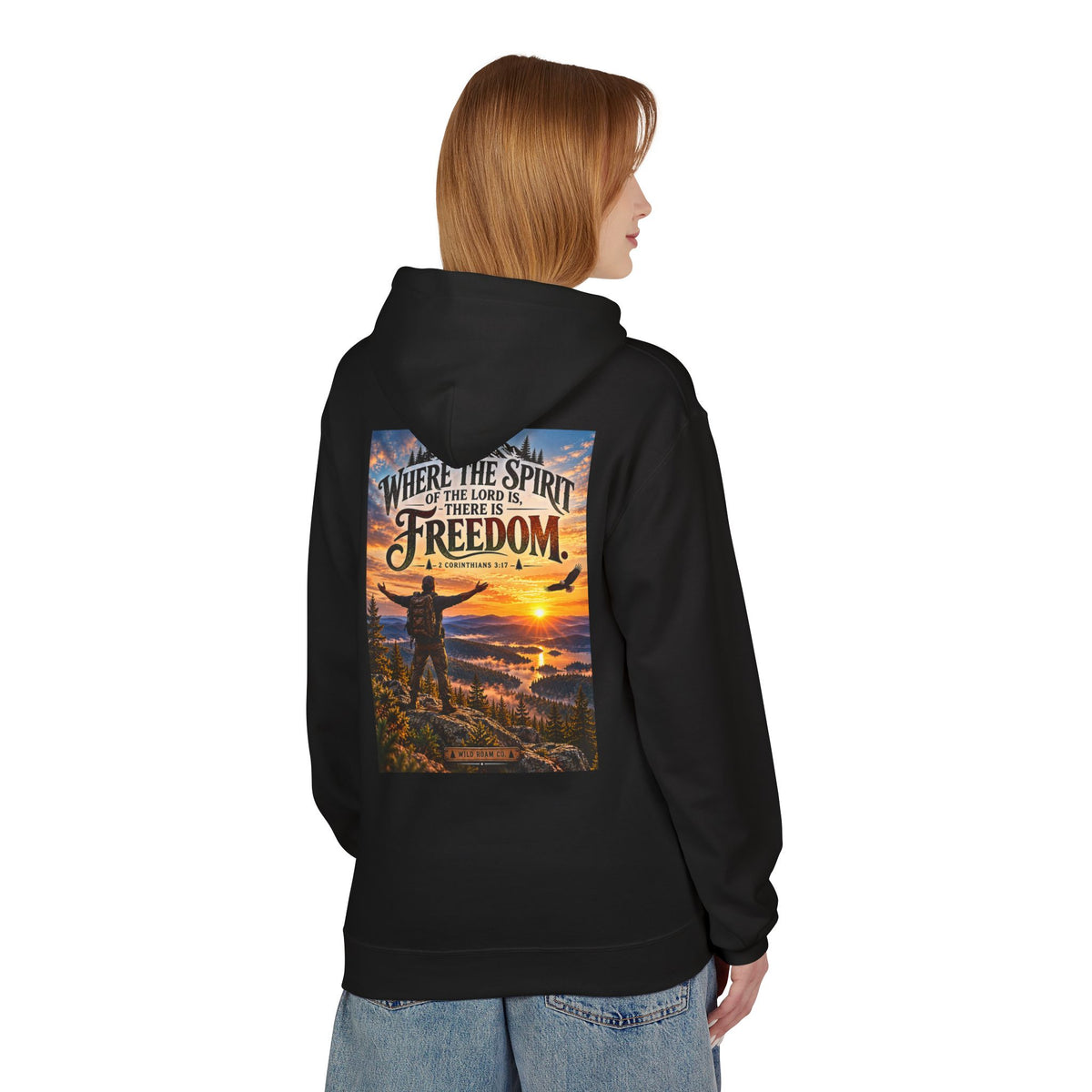 Men's Hoodie - ‘Where the Spirit of the Lord Is… There Is Freedom’ Scenic Christian Adventure Hoodie