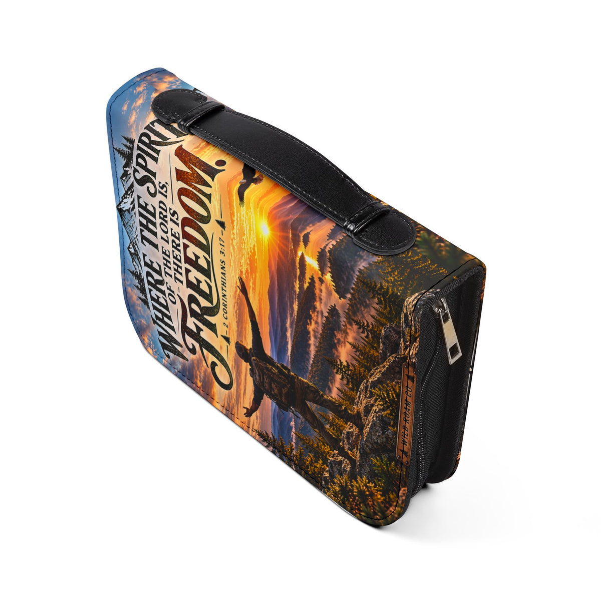 Men's Bible Cover — "Where the Spirit of the Lord Is, There Is Freedom" Zippered Christian Travel Case