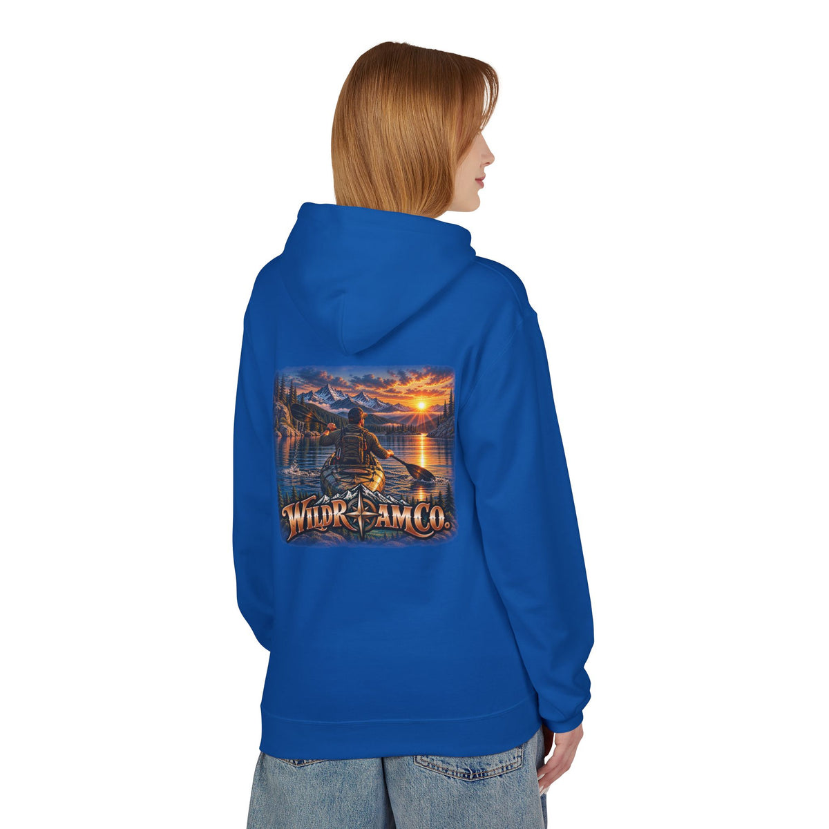 Wild Roam Co. Men's Hoodie — Sunset Kayak Graphic Hoodie