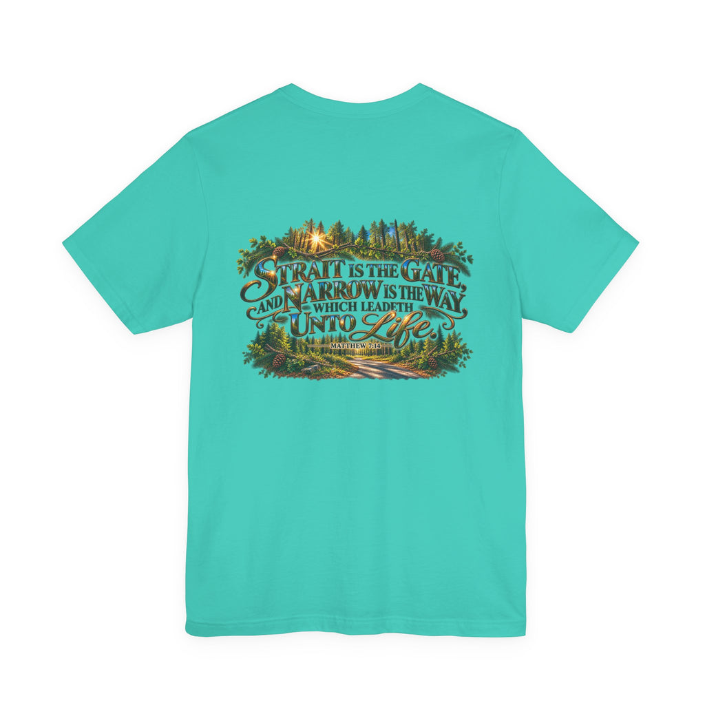 Wild Roam Co Unisex Tee--Matt 7:14 Forest Path