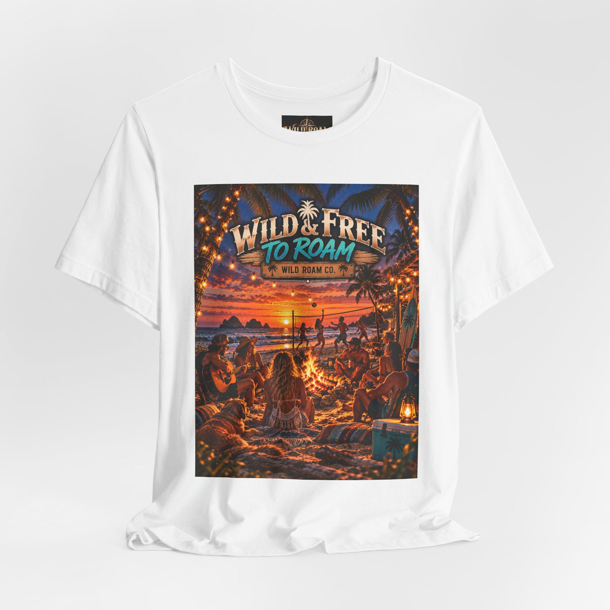 Wild & Free Beach Sunset T‑Shirt — "Wild & Free to Roam" Graphic Tee