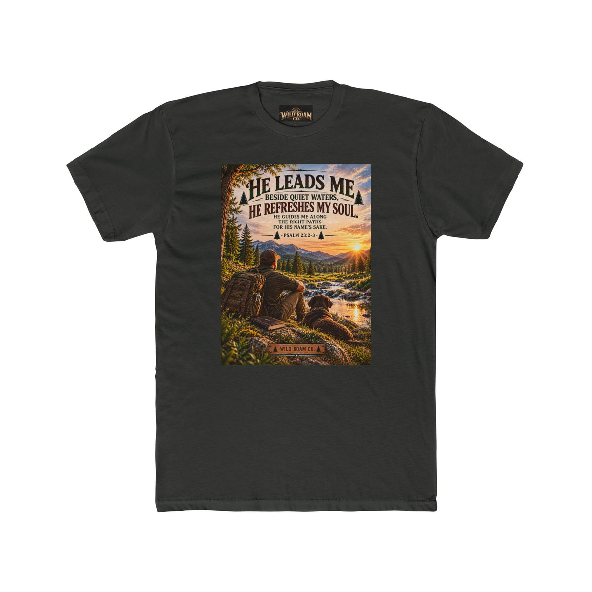Men's Christian Nature T-Shirt-He Leads Me