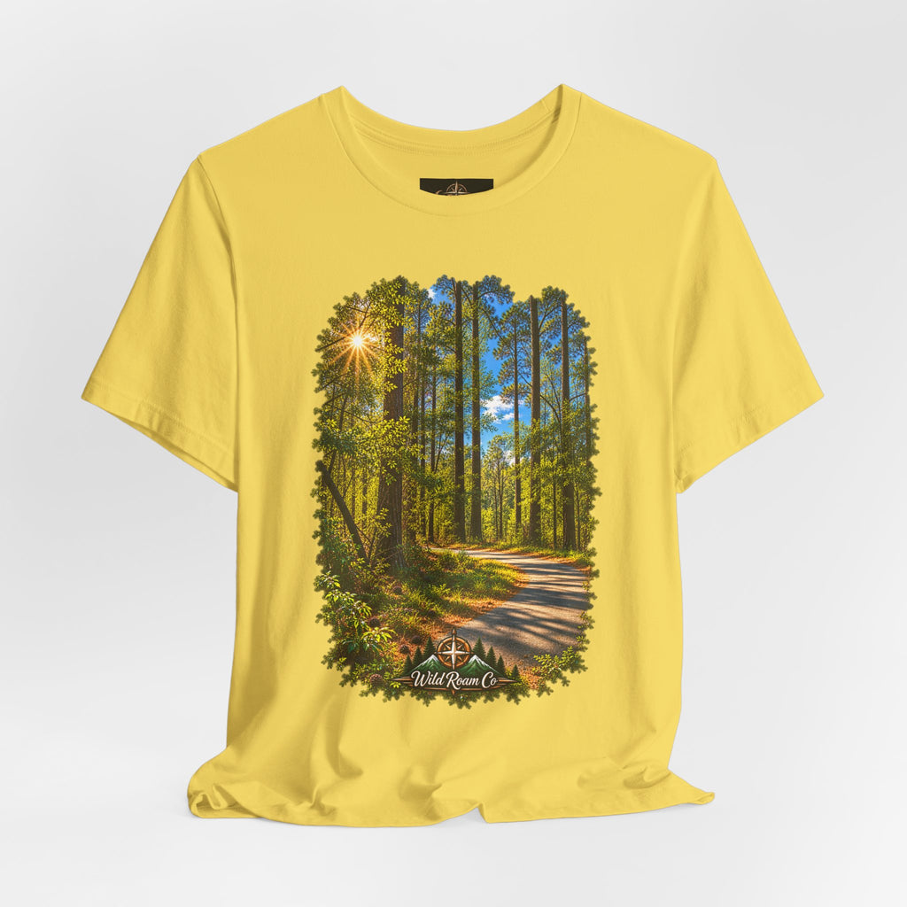 Wild Roam Co Unisex Tee--Matt 7:14 Forest Path