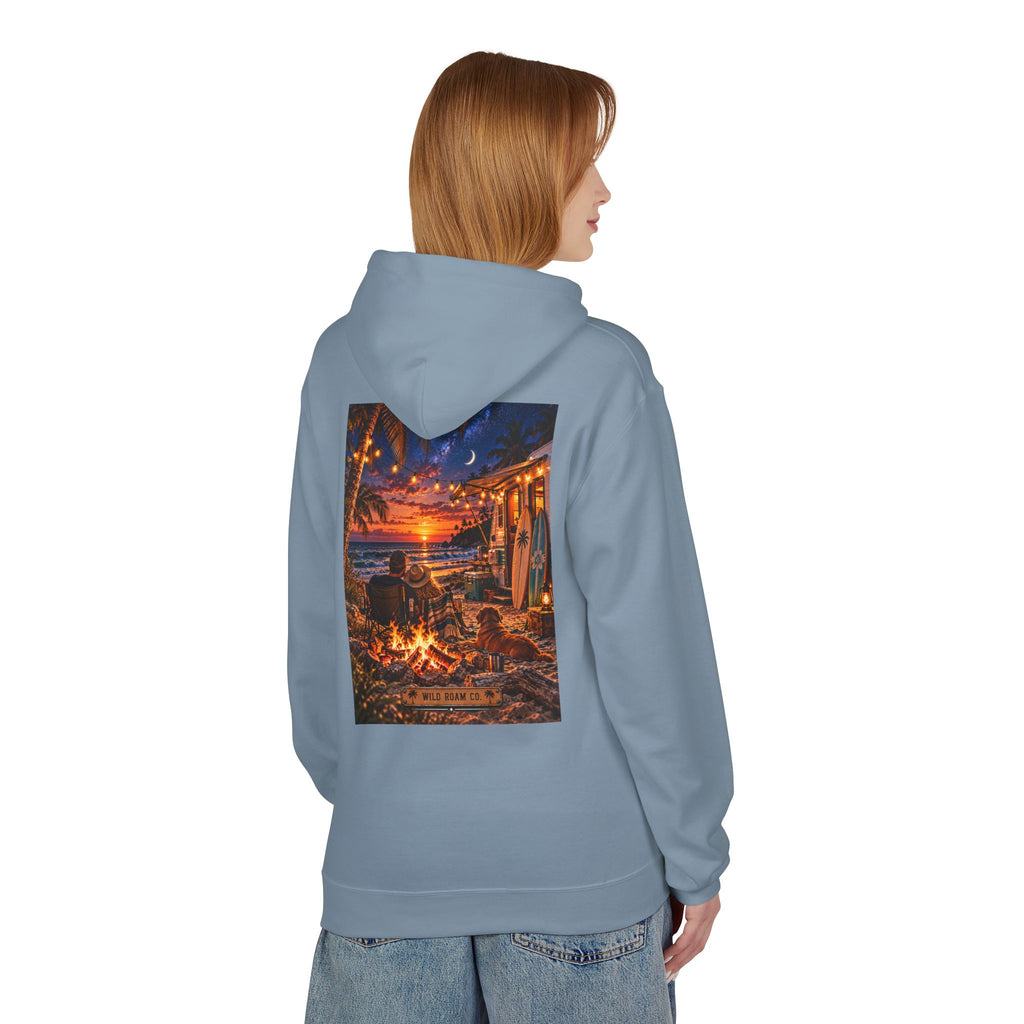 Wild Roam Co Hoodie-- Beach Bonfire Surf Graphic Hoodie