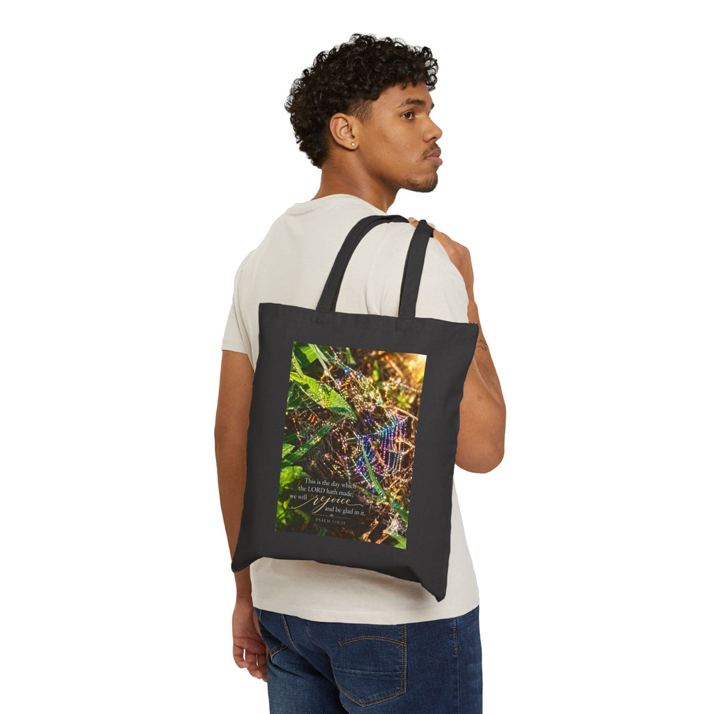 Canvas Tote Bag — Inspirational Spiderweb Nature Quote Tote