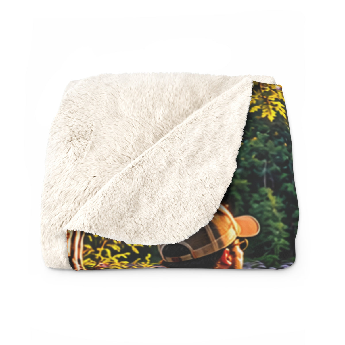 Wild & Free Sherpa Blanket — Outdoor Camping River Scene, 'Wild & Free to Roam' Cozy Throw