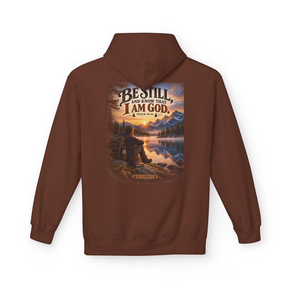 Men's Christian Nature Hoodie — “Be Still and Know That I Am God” Scenic Sweatshirt