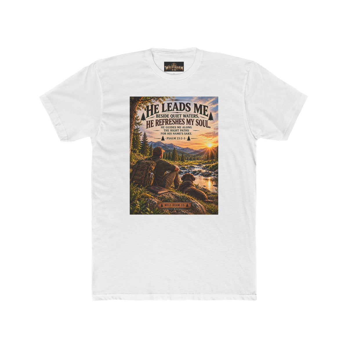 Men's Christian Nature T-Shirt-He Leads Me