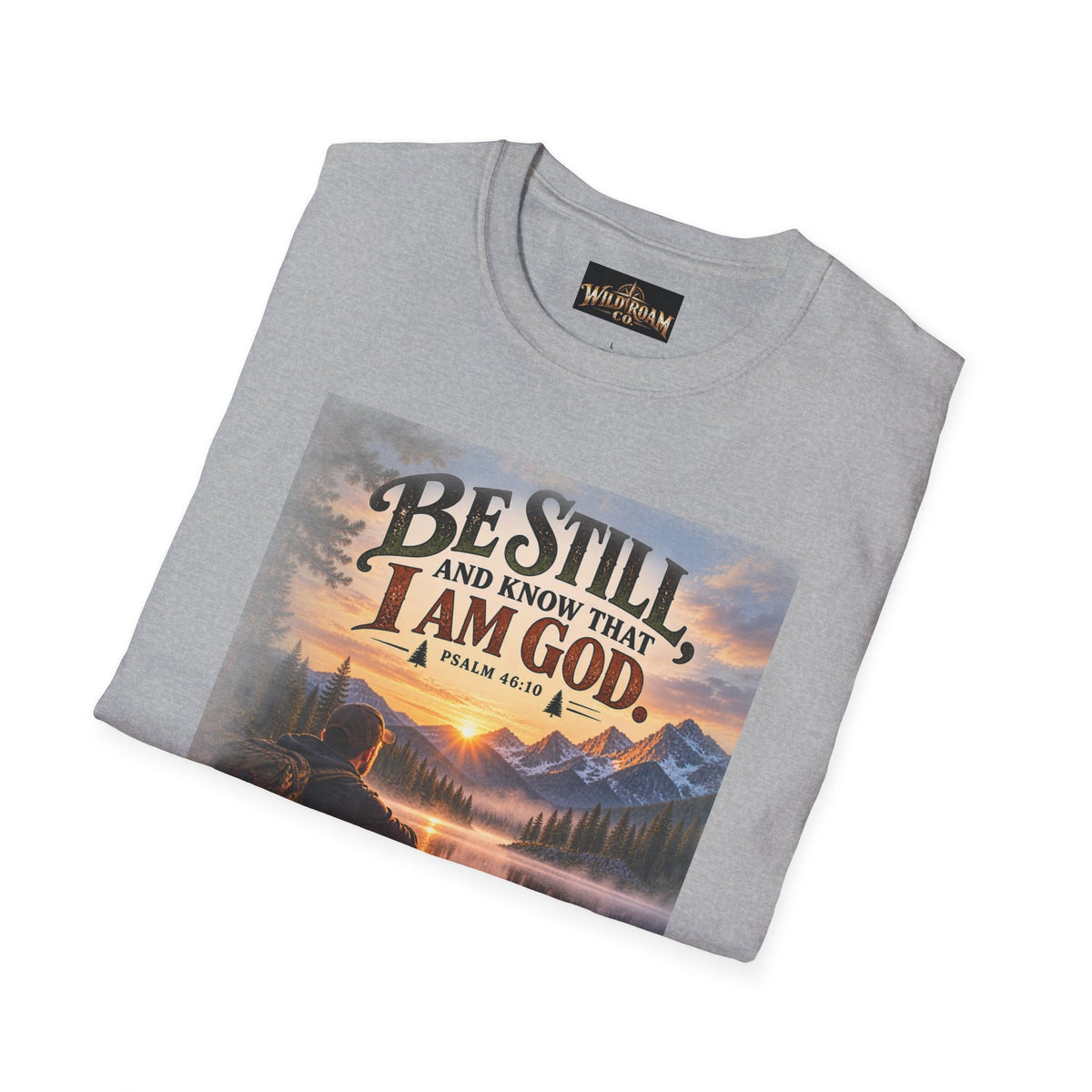 Men's Christian Mountain T‑Shirt – "Be Still and Know That I Am God" Inspirational Faith Tee