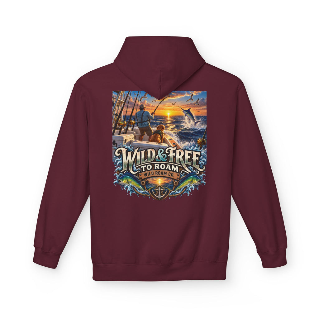 Hoodie - "Wild & Free to Roam" Ocean Angler Adventure Pullover