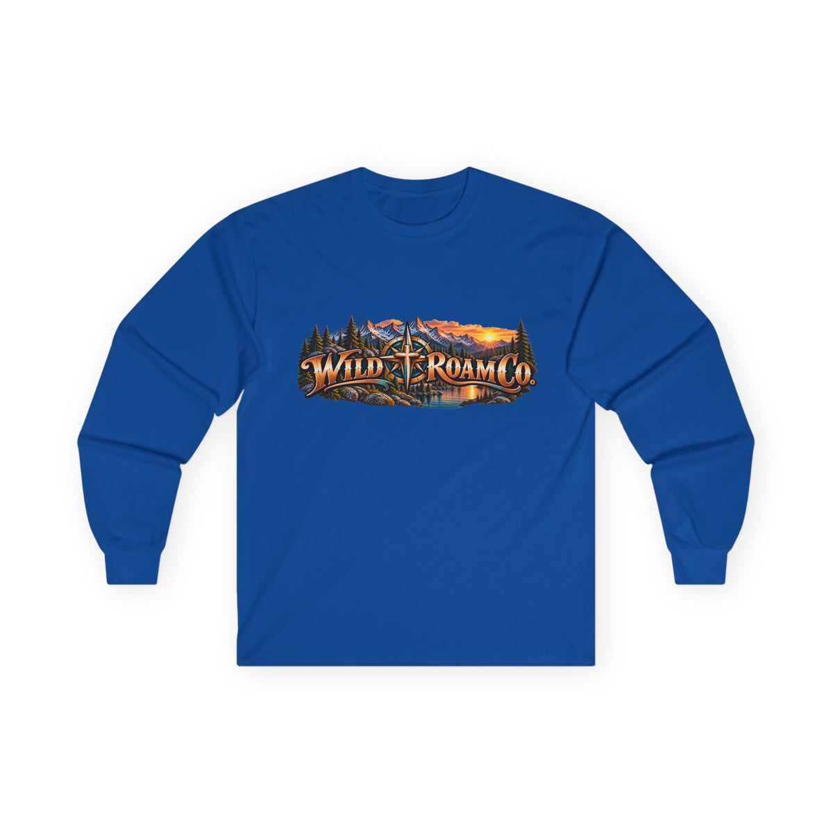 Long Sleeve Tee - "Wild + Roam Co." Faith Logo Sunset Graphic with Acts 13:47 Scripture Back
