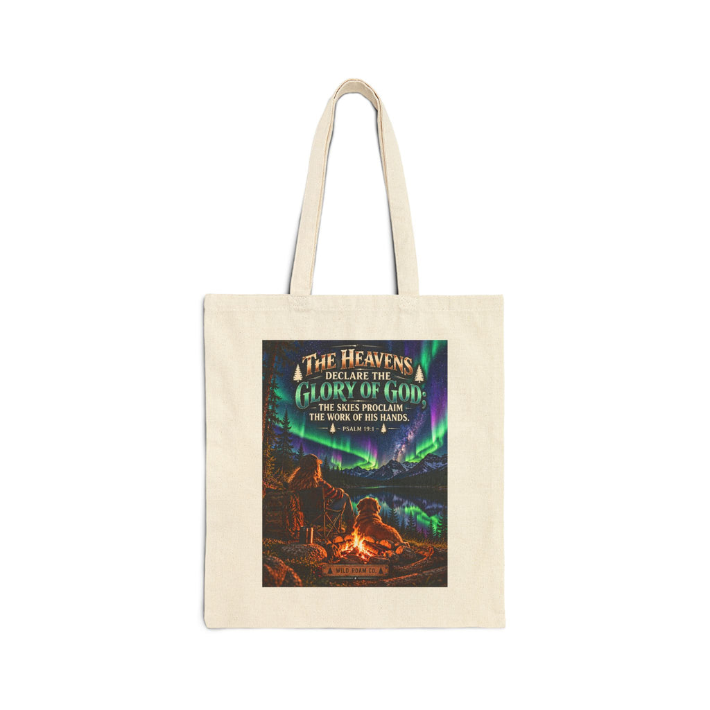 Canvas Tote Bag — "The Heavens Declare the Glory of God" Campfire Christian Tote