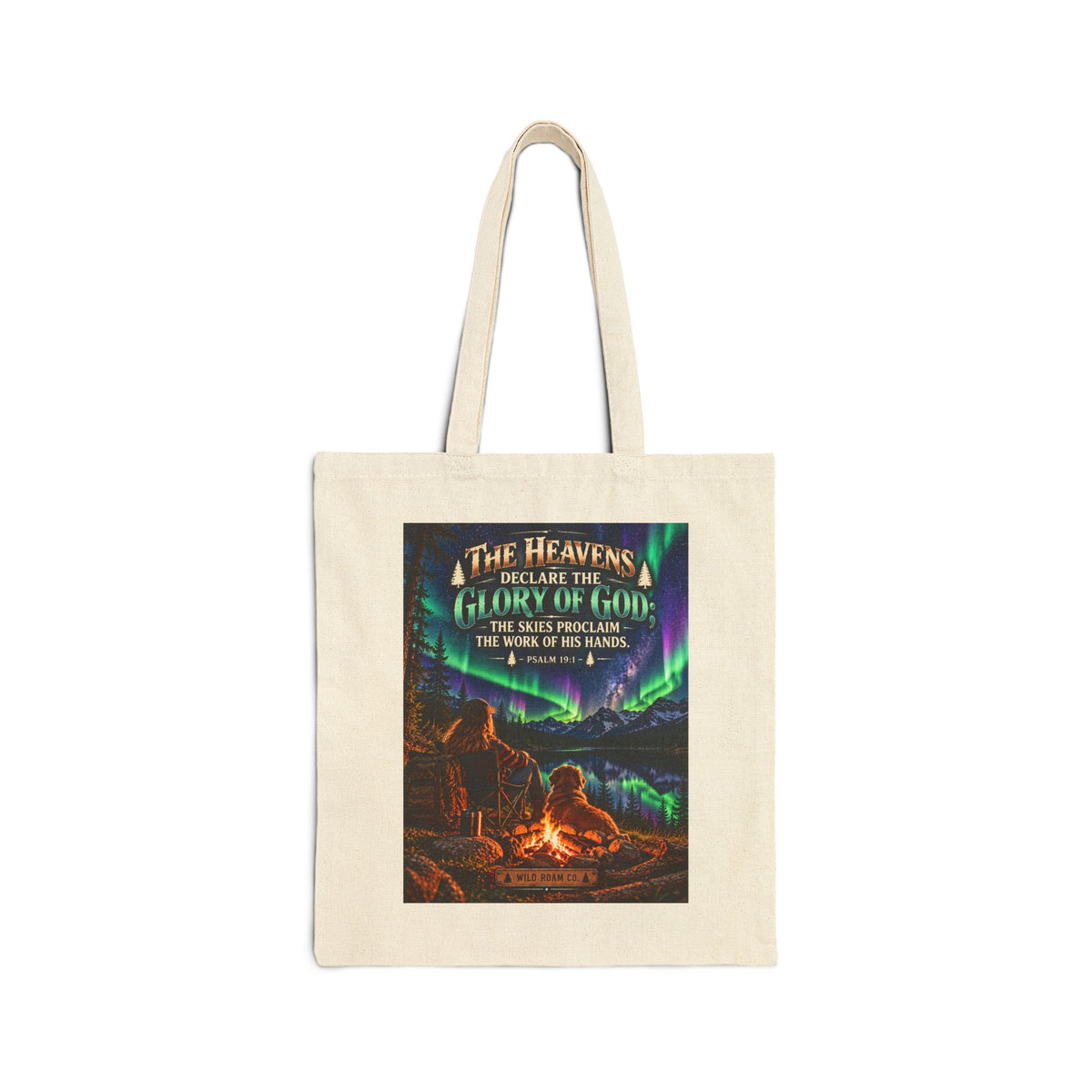 Canvas Tote Bag — "The Heavens Declare the Glory of God" Campfire Christian Tote