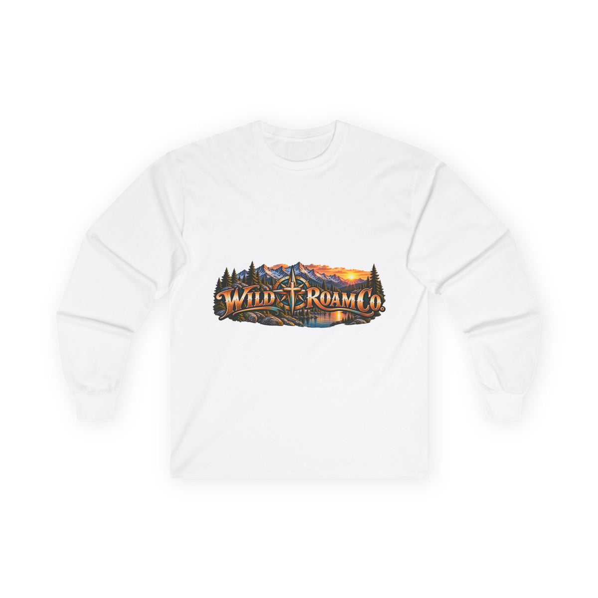 Unisex Long Sleeve Tee — 'Wild & Roam Co.' Faith Logo Graphic with 'Angels Gather' Inspirational Back Quote