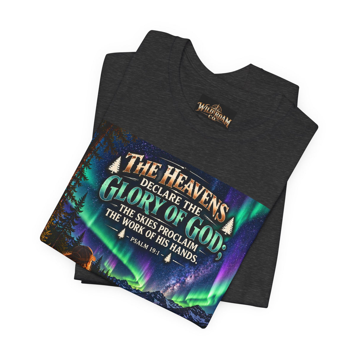 Women's Christian Nature T-Shirt — "The Heavens Declare the Glory of God" Campfire Aurora Tee