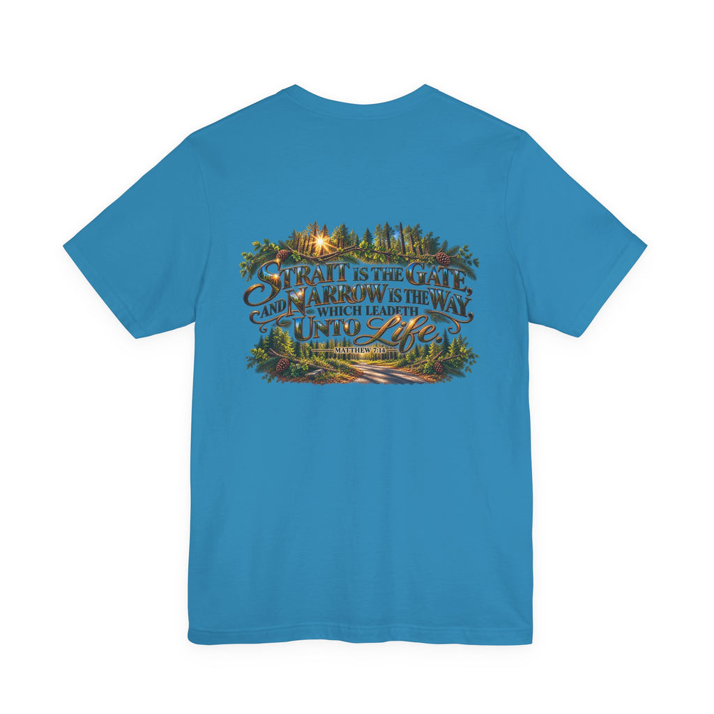 Wild Roam Co Unisex Tee--Matt 7:14 Forest Path