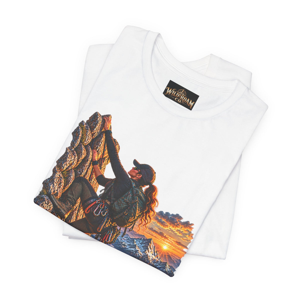 Women's Climber Sunset Tee — Wild Roam Co. Rock Climbing Graphic T-Shirt