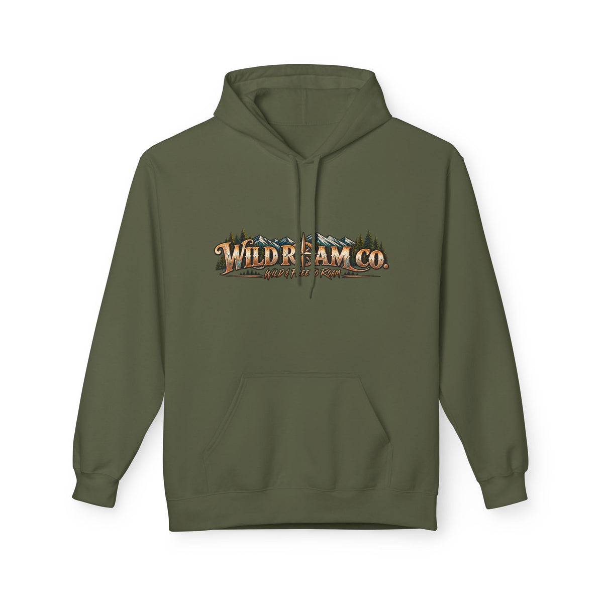 Men's Wild Roam Co. Adventure Hoodie — Mountain Sunset Outdoor Graphic Sweatshirt