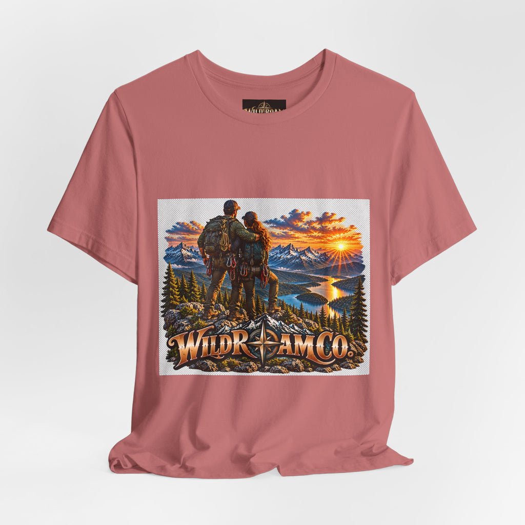 Couple Peak View T-Shirt - Wild Roam Co. Scenic Sunset Hiking Tee