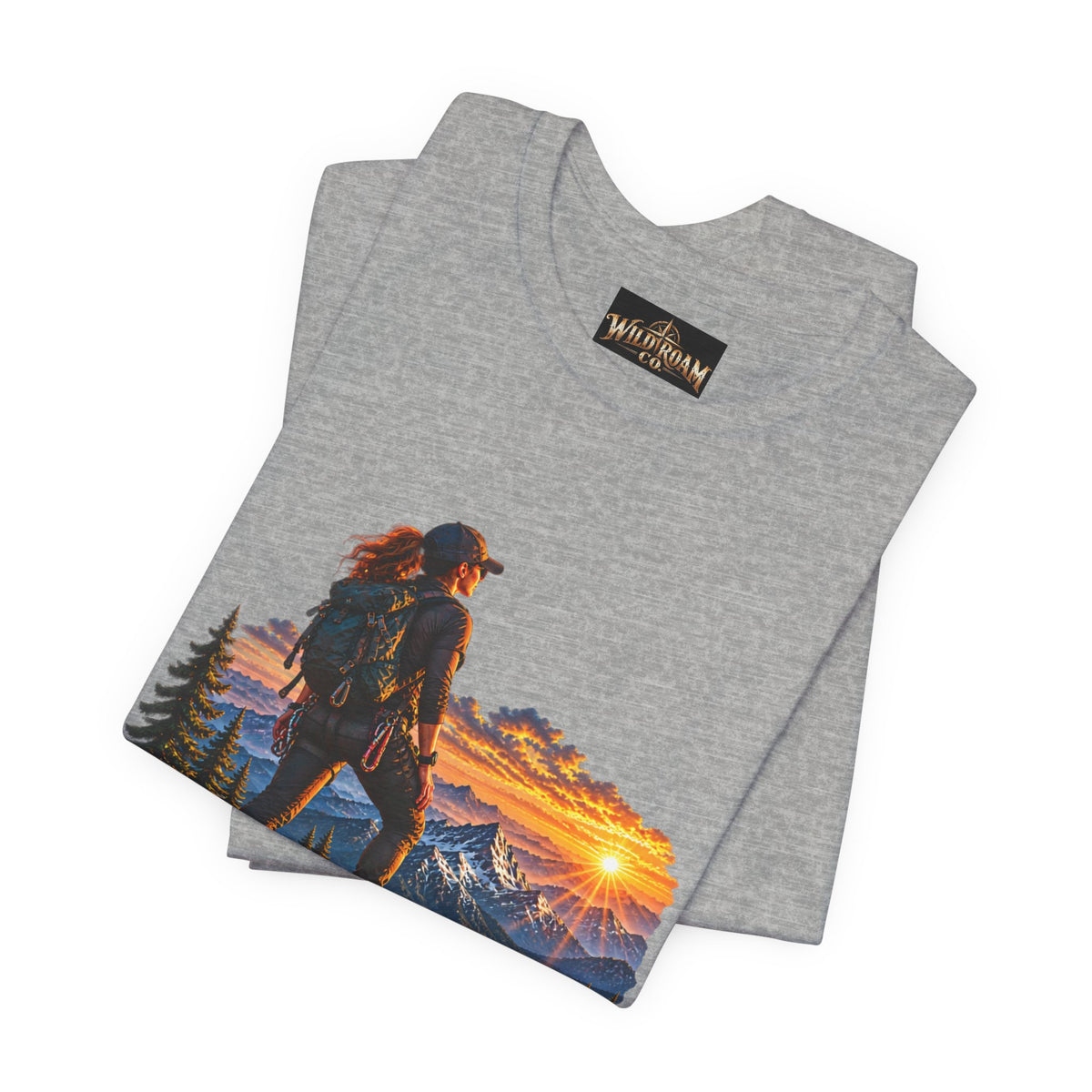 Women's Hiker Sunset T-Shirt — Wild Roam Co. Mountain Adventure Tee