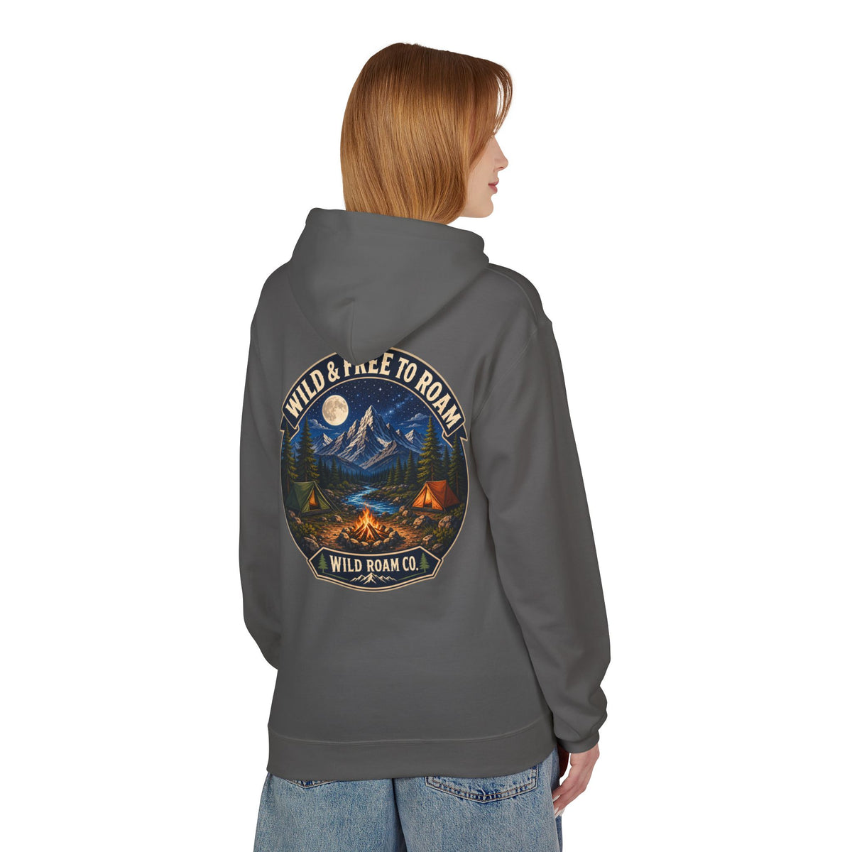 Wild Roam Co Hoodie — "Wild & Free to Roam" Camping Adventure Pullover