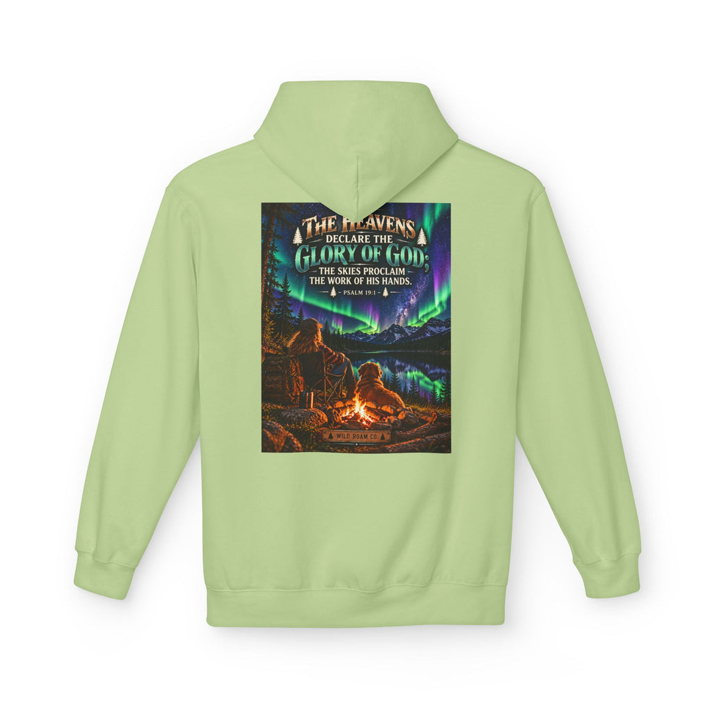 Women's Hoodie - 'Wild Roam Co.' Scenic Christian Campfire Hoodie with Aurora Psalm Design