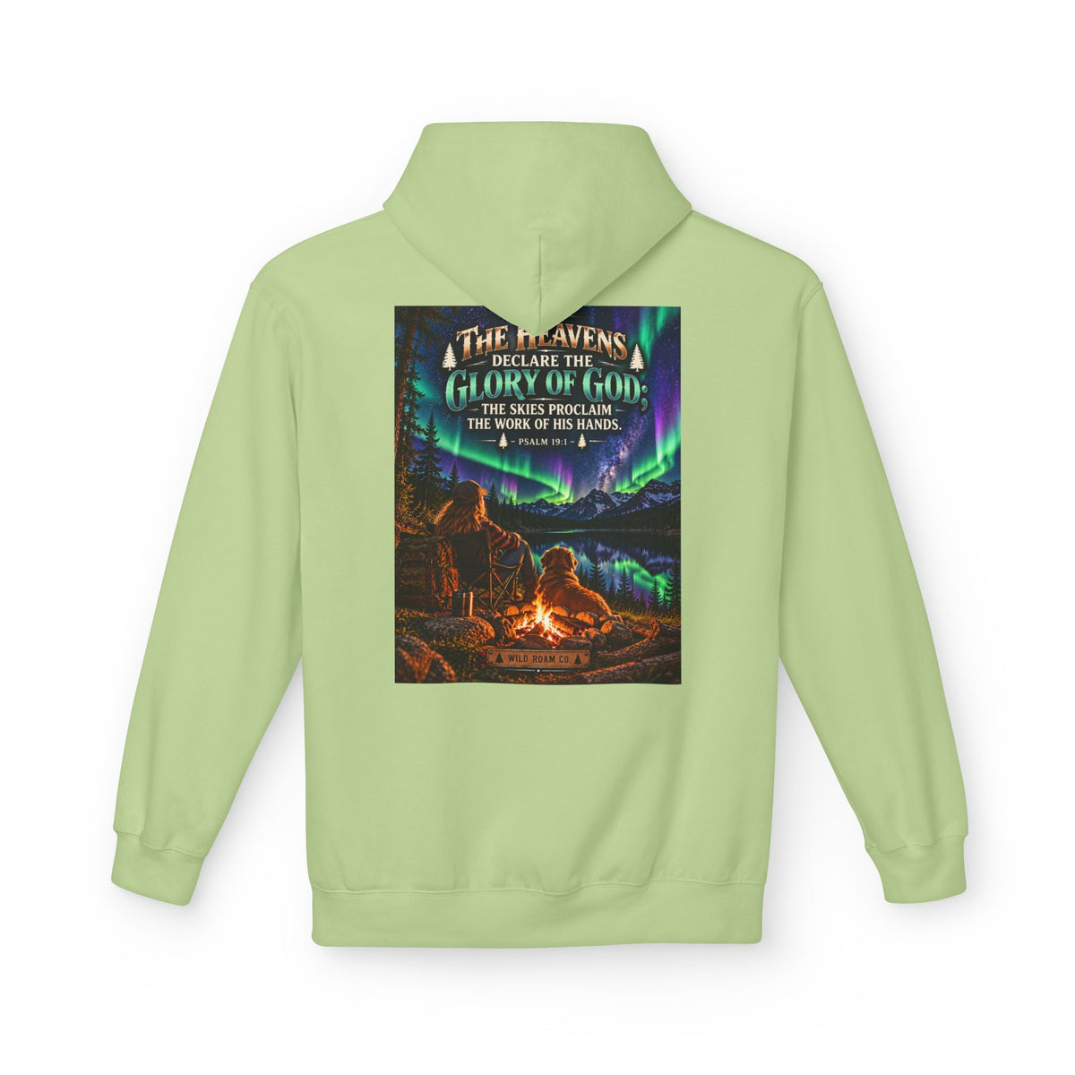 Women's Hoodie - 'Wild Roam Co.' Scenic Christian Campfire Hoodie with Aurora Psalm Design