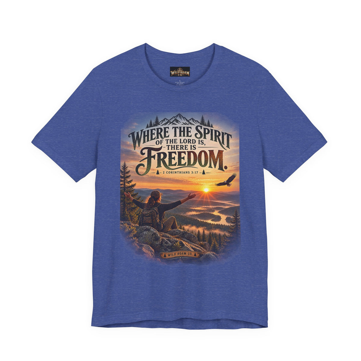 Women's Freedom Sunrise Tee — "Where the Spirit of the Lord is, there is Freedom" Christian T‑Shirt