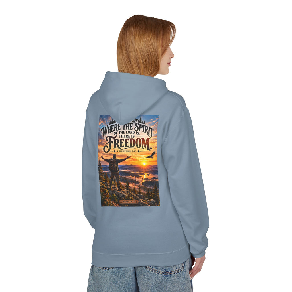 Men's Hoodie - ‘Where the Spirit of the Lord Is… There Is Freedom’ Scenic Christian Adventure Hoodie