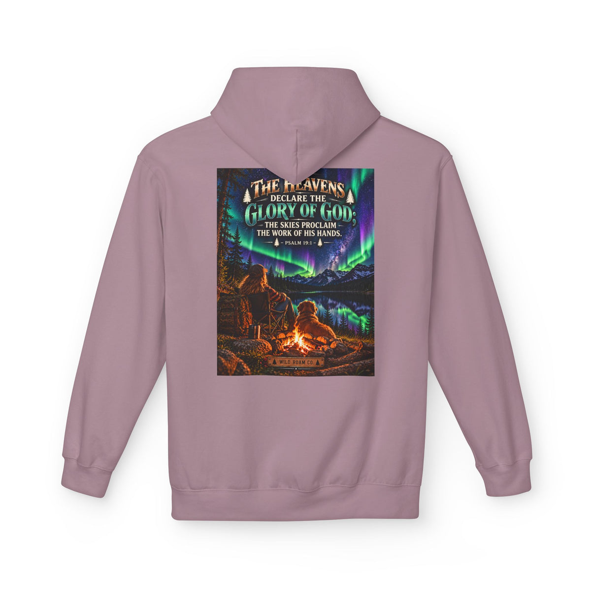 Women's Hoodie - 'Wild Roam Co.' Scenic Christian Campfire Hoodie with Aurora Psalm Design