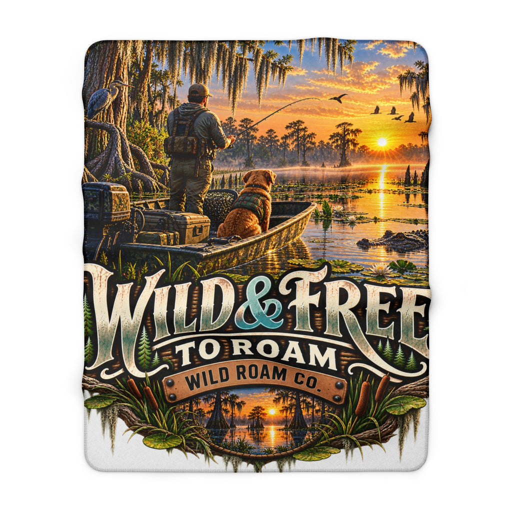 Sherpa Blanket - "Wild & Free to Roam" Outdoor Hunting Dog Throw