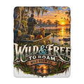 Sherpa Blanket - "Wild & Free to Roam" Outdoor Hunting Dog Throw