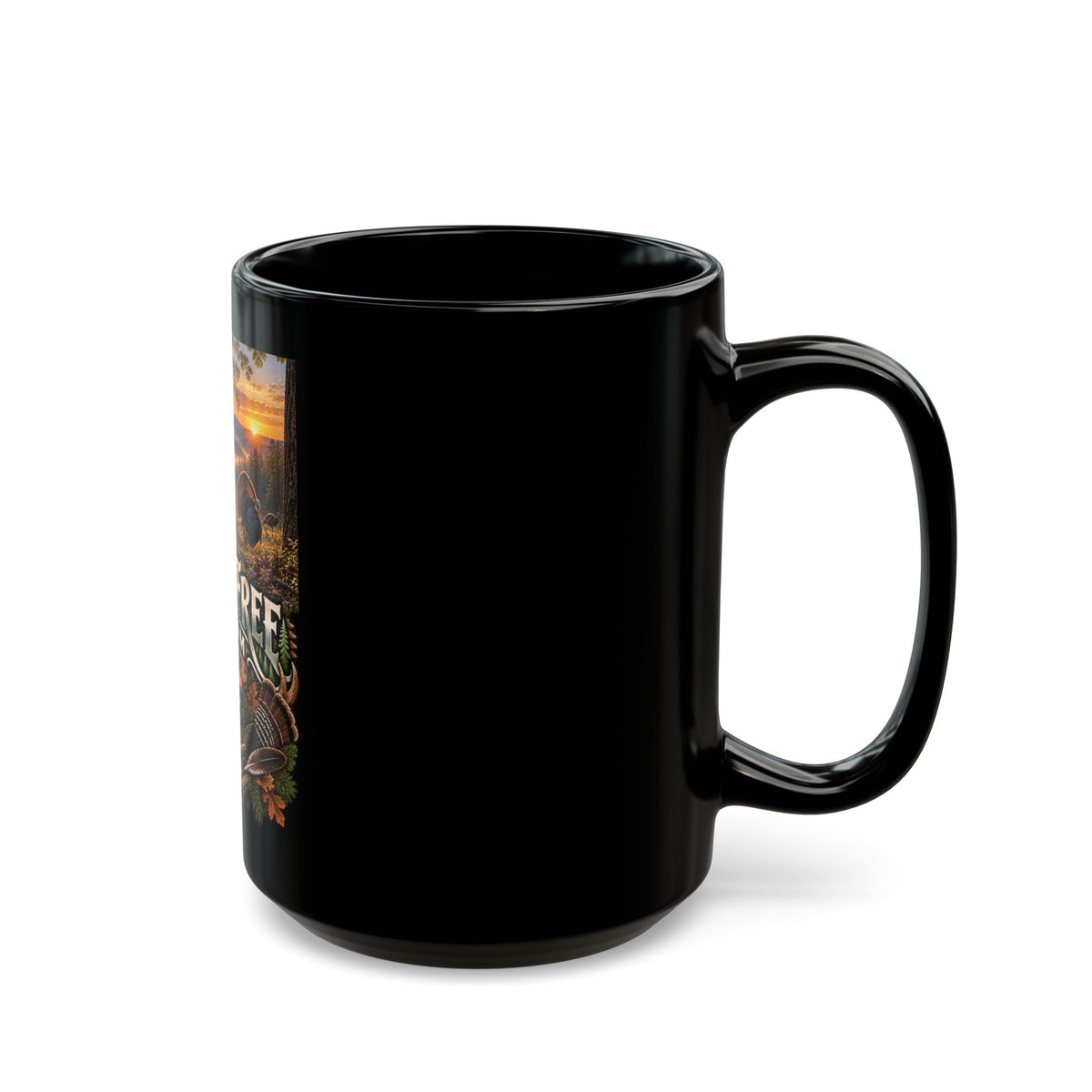 Wild & Free To Roam Black Mug-Turkey Coffee Cup for Outdoor Lovers