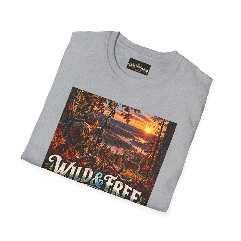 Wild & Free to Roam T-Shirt — Scenic Wilderness Sunset Adventure Tee